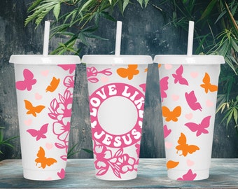 Love Like Jesus Butterfly Starbucks Cup Wrap SVG: Floral Tumbler Decal (Digital Download)