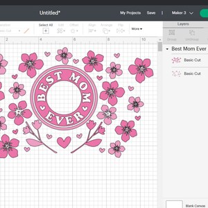 Best Mom Ever SVG Starbucks Cup Wrap Svg, Spring Floral Mothers Day 24oz Venti Cold Cup Full Wrap tumbler Svg files for Cricut, Download image 2