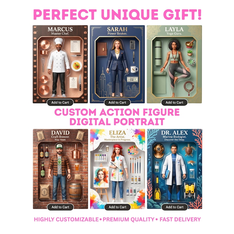 Custom Action Figure Photo, Personalized Doll Starter Pack Portrait, Funny Birthday Gift for him her,Cartoon Figure Toy Box Digital Download image 10
