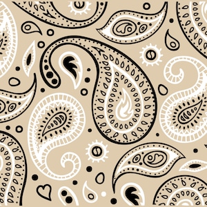 Beige Paisley Bandana Pattern Print Svg files for Cricut, Boho Cut File, Sublimation Designs, Png Clipart, Printable Decal Instant Download