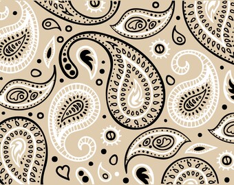 Beige Paisley Bandana Pattern Print Svg files for Cricut, Boho Cut File, Sublimation Designs, Png Clipart, Printable Decal Instant Download