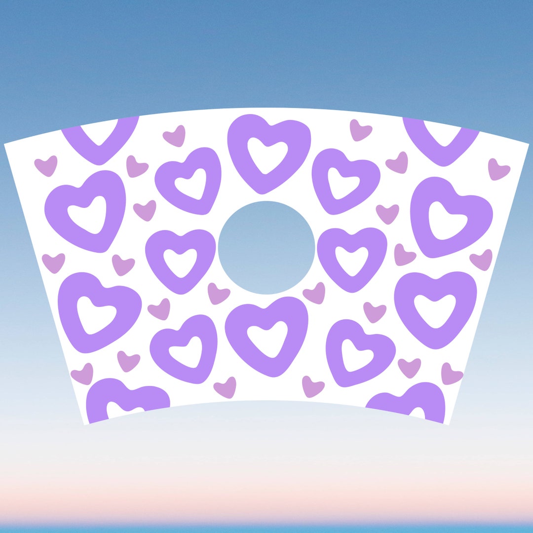 Purple Heart SVG Starbucks Cup Wrap Svg, Love Valentines Day Xoxo 24oz