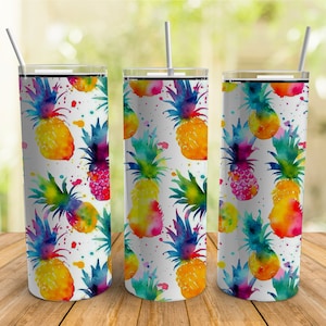 Pineapple Tumbler Sublimation Design: Tropical Fruit Wrap (PNG Digital Download)