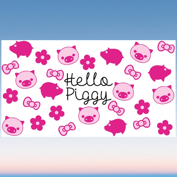 Funny Pig SVG 20oz Libbey Glass Wrap Svg, Hello Piggy floral Libby Beer Can Full Wrap Cup svg files for Cricut, Instant Digital Download