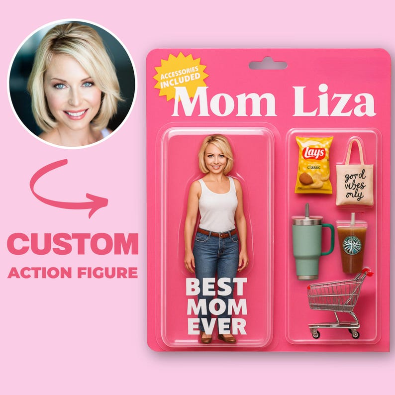 Custom Action Figure Photo, Personalized Doll Starter Pack Portrait, Funny Birthday Gift for him her,Cartoon Figure Toy Box Digital Download image 3