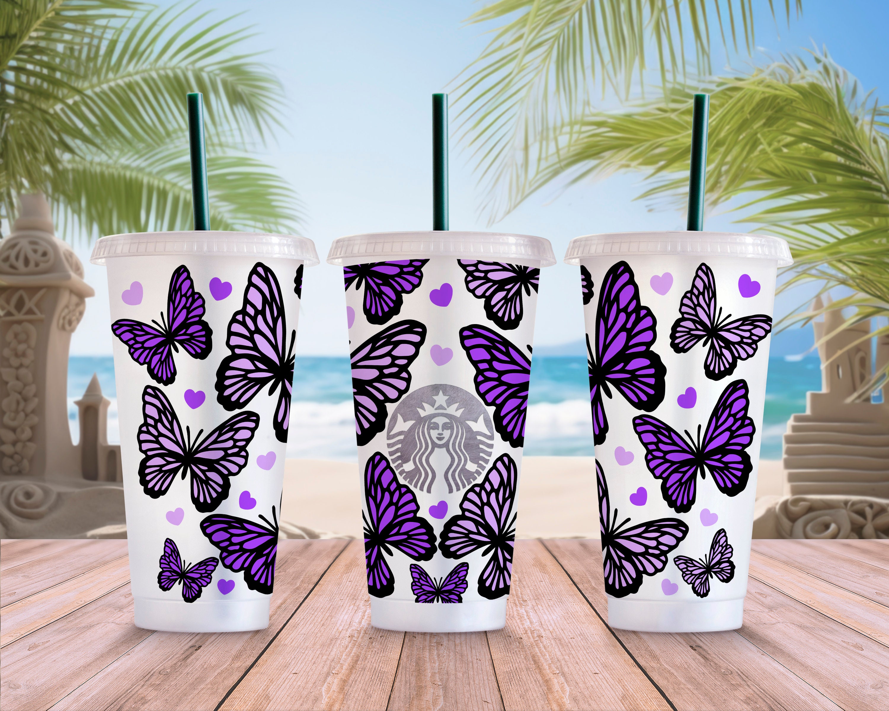Personalized Butterfly Starbucks Reusable Cold Cup Tumbler 