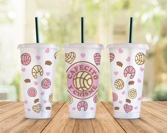 Cafecito Y Chisme SVG Starbucks Cup Wrap Svg files for Cricut, Pan Dulce Concha 24oz Venti Cold Cup Full Wrap No Hole Tumbler Svg, Download
