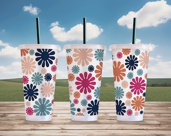 Groovy Flower Power Starbucks Cup Wrap SVG: 70s Venti Cold Cup (Digital Download)