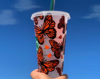 Monarch Butterfly Starbucks Cup SVG: 24oz Venti Tumbler Wrap (Digital Download)