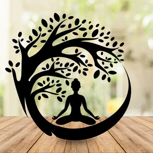 Buddha Tree Svg files for Cricut, Boho Zen Yoga Spiritual Meditation Svg for Shirts, Sublimation Png Clipart, Instant Digital Download