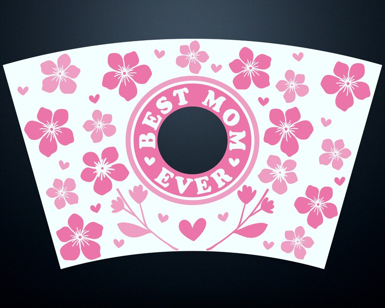 Best Mom Ever SVG Starbucks Cup Wrap Svg, Spring Floral Mothers Day 24oz Venti Cold Cup Full Wrap tumbler Svg files for Cricut, Download image 5