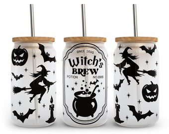 Witches Brew Libbey Glass Wrap SVG: Halloween Witchy Cup File (Digital Download)