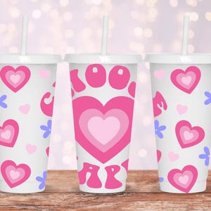 Choose Happy SVG Starbucks Cup Wrap Svg, Boho Hearts 24oz Venti Cold Cup Tumbler Full Wrap No Hole Svg files for Cricut, Instant Download