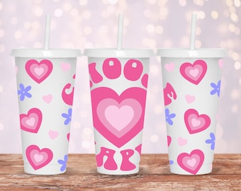 Boho Hearts Starbucks Cup Wrap SVG: 24oz Venti Cold Cup (Digital Download)