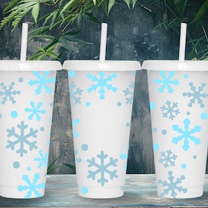 Winter Snowflake SVG Starbucks Cup Wrap Svg, Merry Christmas 24oz Venti Cold Cup Full Wrap tumbler Svg files for Cricut, Instant Download
