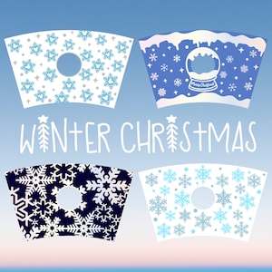 Snowflake Christmas Svg Starbucks Cup Wrap SVG Bundle, Winter 24oz Venti Cold Cup Full Wrap Tumbler Svg files for Cricut, Instant Download