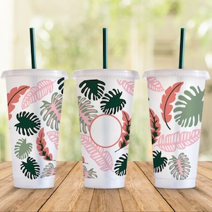 Monstera Starbucks Cup Wrap SVG: Tropical Leaves Venti Tumbler (Digital Download)