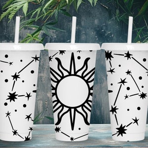 Boho Celestial SVG Starbucks Cup Wrap Svg, Witchy Constellation 24oz Venti Cold Cup Full Wrap tumbler Svg files for Cricut, Instant Download