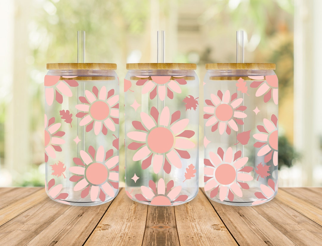 Boho Floral SVG Libbey Glass Wrap Svg, Fall Flower Thanksgiving 16oz ...