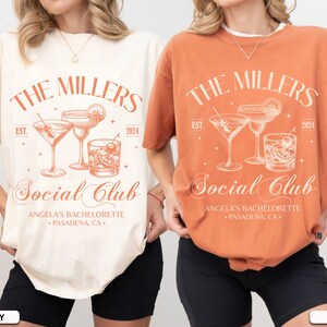 Custom Bachelorette Party Shirt, Personalized Name Social Club Comfort Colors T shirt, Vintage Luxury Bride Merch Tee, Old Money Party Gift Bild 1
