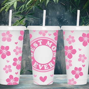 Best Mom Ever SVG Starbucks Cup Wrap Svg, Spring Floral Mothers Day 24oz Venti Cold Cup Full Wrap tumbler Svg files for Cricut, Download