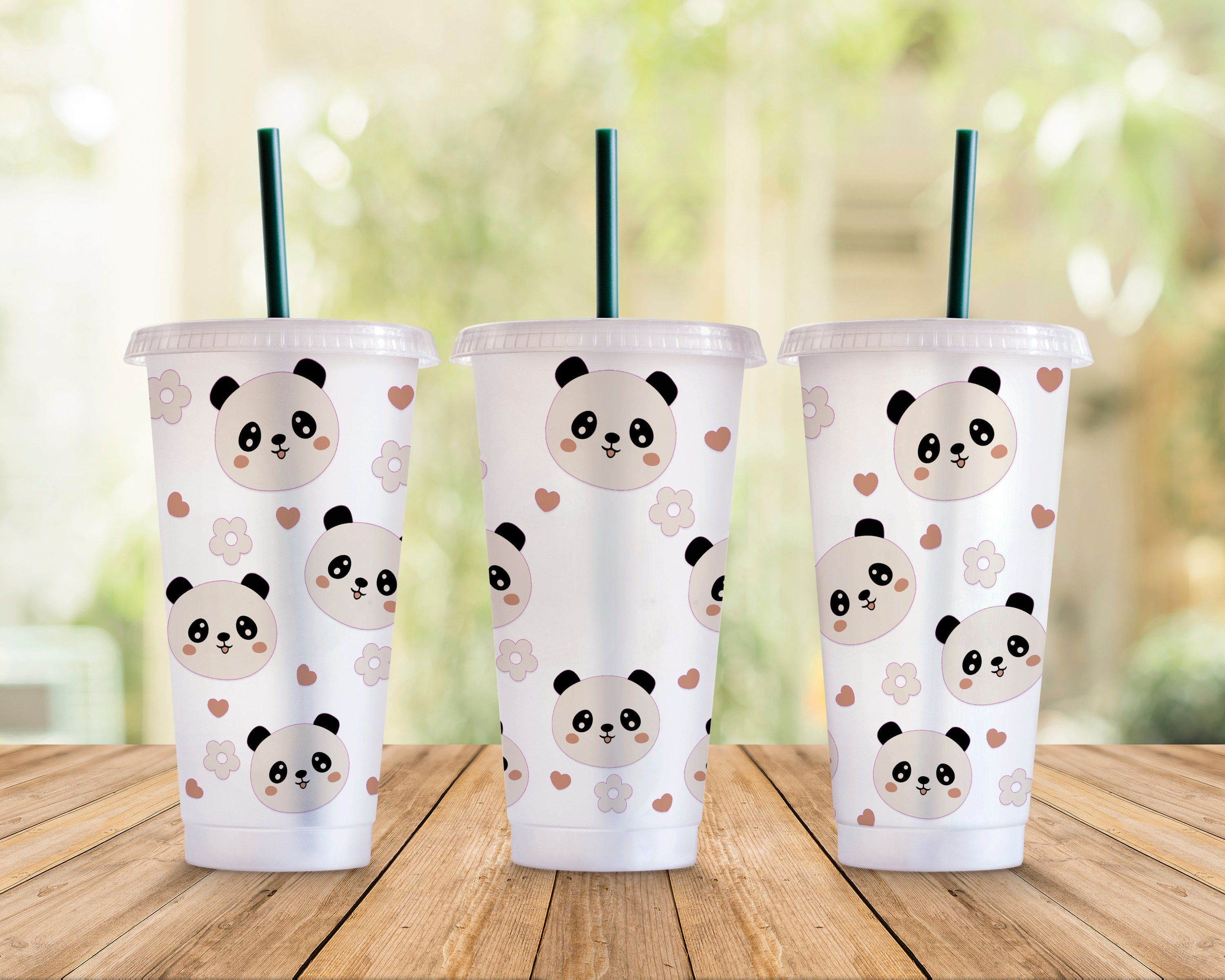 Panda Bear Cup | Cute Panda Lover Gifts | Kawaii Studded Tumbler with Straw  and Lid | Starbucks Coffee Cup | Animal Lover Gift | Venti 24oz