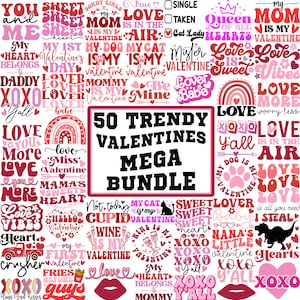 Valentijnsdag Mega Bundle Svg, Funny Mom Kids Valentine Svg voor Shirts, Love Xoxo Svg, Hart Svg, Be Mine Svg, My First Valentines Day PNG