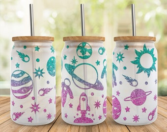 Galaxy Astronaut Libbey Glass Wrap SVG: 16oz Can Template (Digital Download)