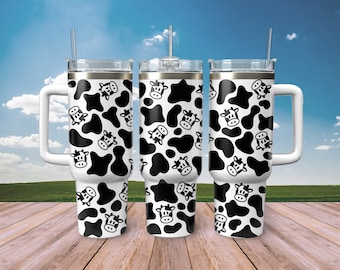Cow Print 40 oz Tumbler Wrap SVG: Farmhouse Style (Digital Download)