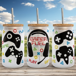 Gamer Fuel SVG Libbey glass Wrap Svg, Video Game Controller 16oz Libby Can Beer Full Wrap cup svg files for Cricut, Instant Digital Download
