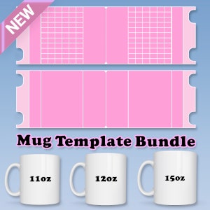 Mug Template Bundle, 11oz 12oz 15oz Full Wrap Coffee Cup Template, Mug Press Full Wrap Sublimation template, Svg files for Cricut, Png Eps