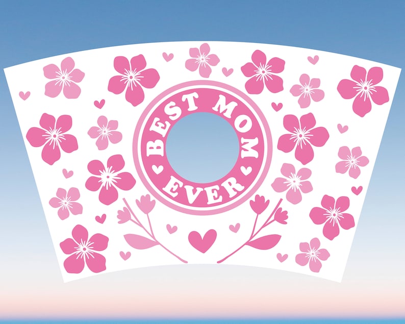 Best Mom Ever SVG Starbucks Cup Wrap Svg, Spring Floral Mothers Day 24oz Venti Cold Cup Full Wrap tumbler Svg files for Cricut, Download image 4