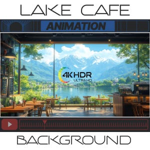 Animated Vtuber Background, Cozy Lakeside Cafe Virtual Background, Twitch Stream Overlay Seamless Loop Video, LoFi Zoom Background Wallpaper