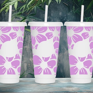 Boho Flower Floral Svg Starbucks Cup Svg files for Cricut, 24oz Venti Cold Cup Full Wrap Tumbler Svg, Sticker Decal Instant Digital Download