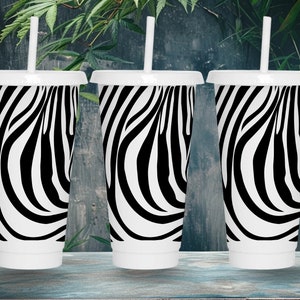 Zebra Print SVG Starbucks Cup Wrap Svg, Animal Print No Hole 24oz Venti Cold Cup Full Wrap tumbler Svg files for Cricut, Instant Download