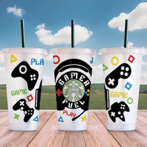 Gamer Fuel Svg Starbucks Cup Wrap Svg, Game Controller 24oz Venti Cold Cup Full Wrap Tumbler Svg files for Cricut, Instant Digital Download