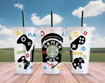 Gamer Fuel Starbucks Cup Wrap SVG: Game Controller Venti Cup (Digital Download)