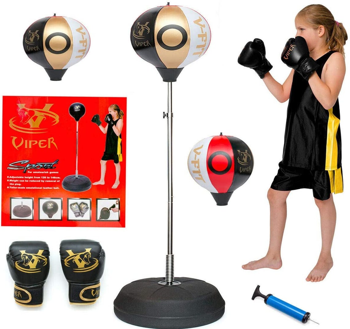 Kids Free Standing Boxing Punch Bag Junior Heavy Duty Kick MMA Gym Training Set Etsy UK