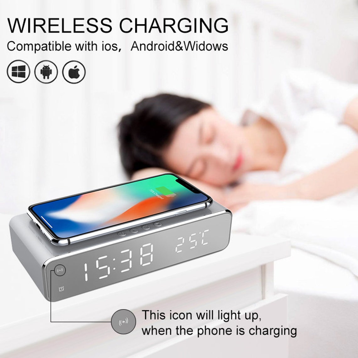 New Wireless Charger LED Alarm Clock Phone Wireless Charger Etsy