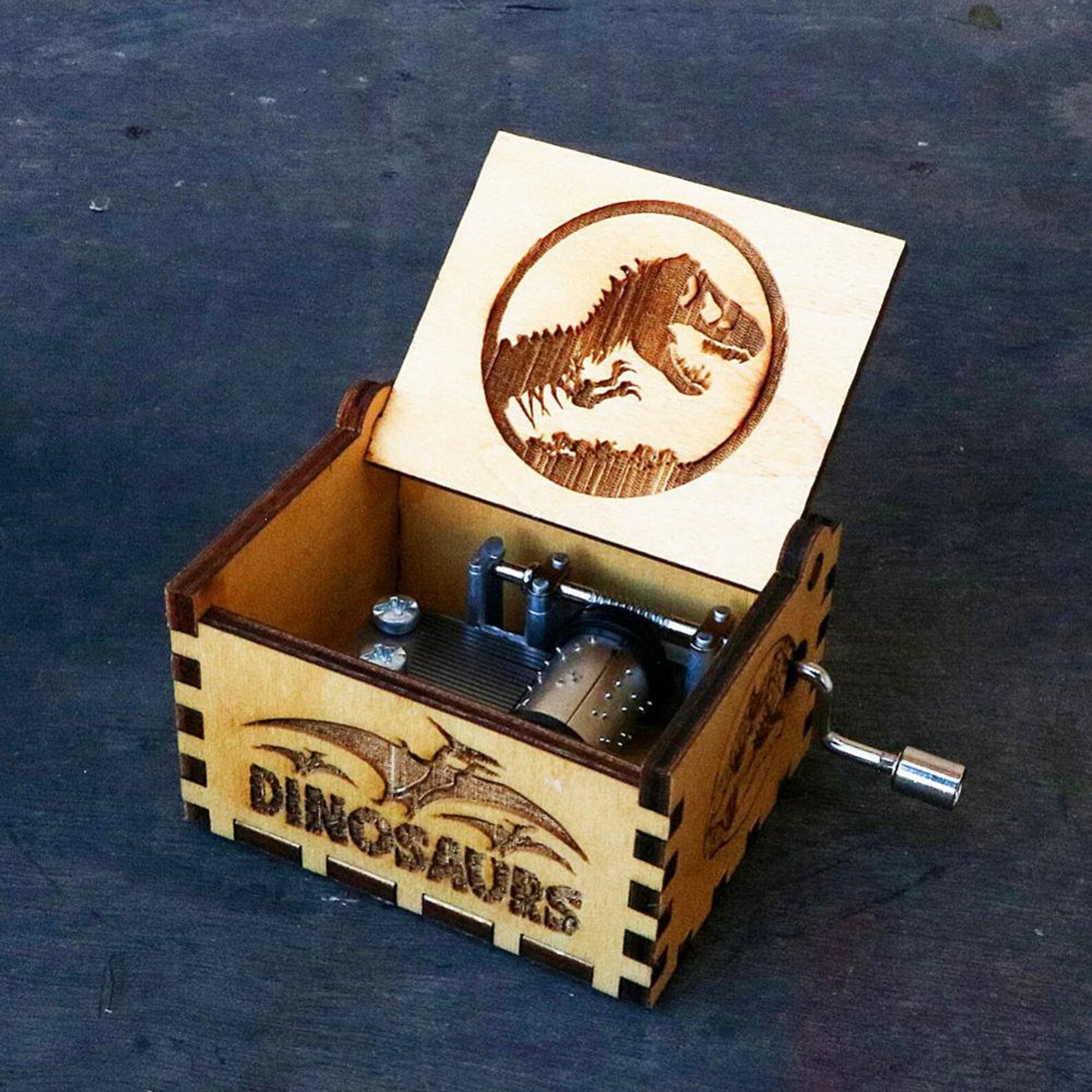Jurassic Park Theme Carved Wooden Music Box and Custom Etsy