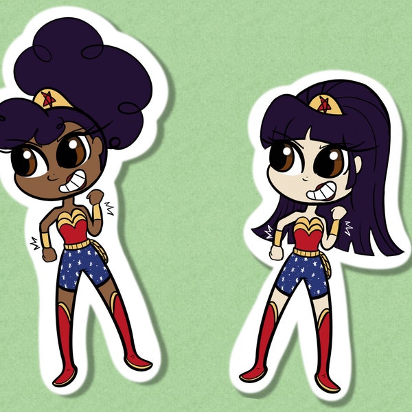 Wonder Woman and Nubia Laminated Vinyl Stickers