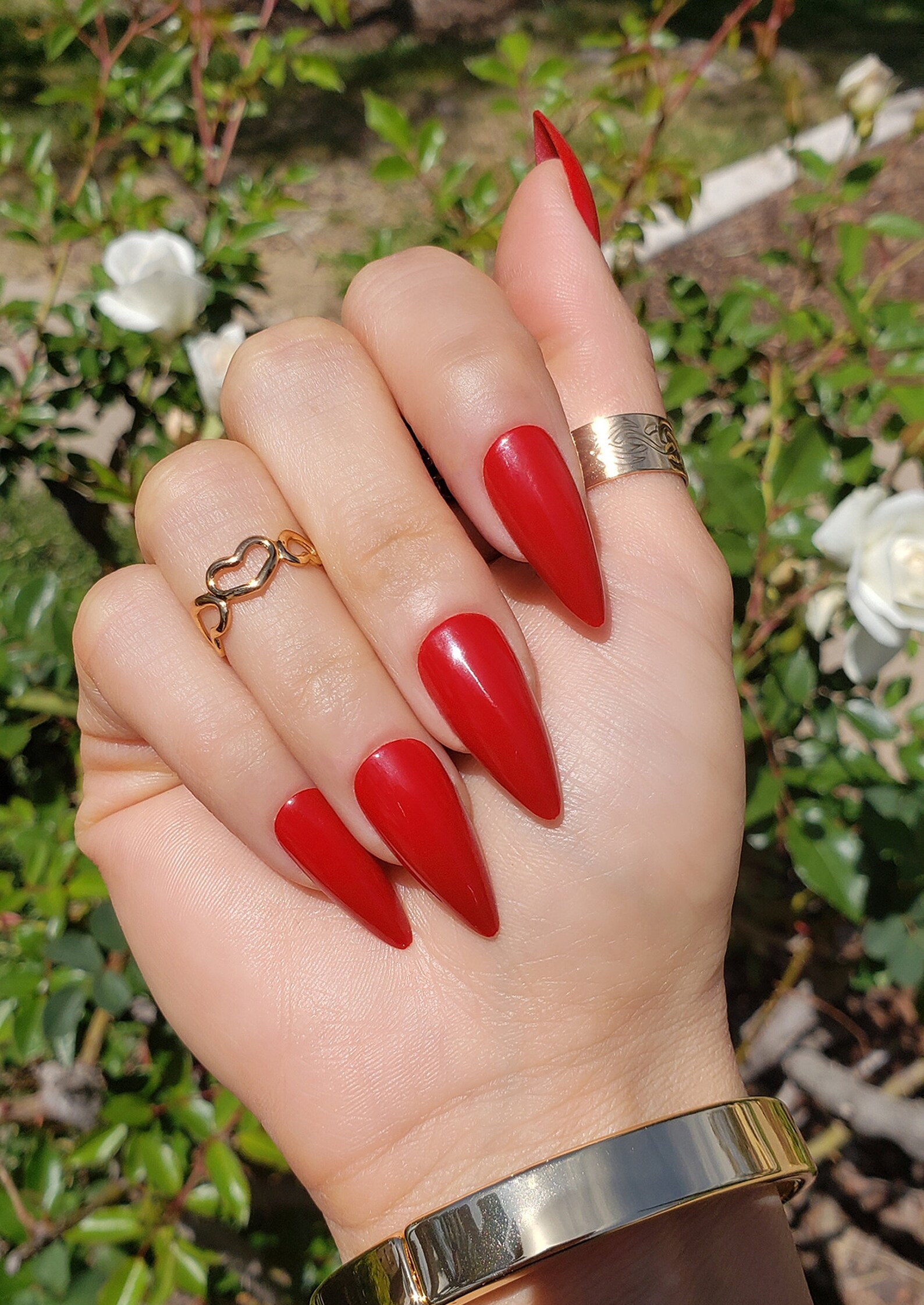 Long Red Stiletto Press On Nails with Kit Included | Etsy