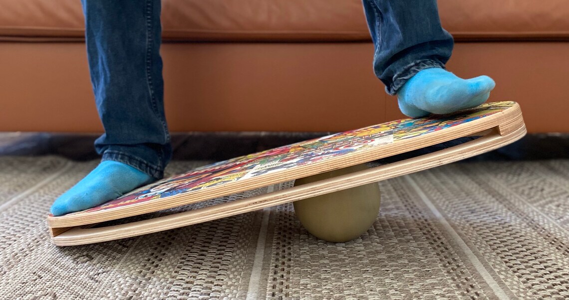 Balance board with ball/sport gift/balance train/ yoga/wobble Etsy