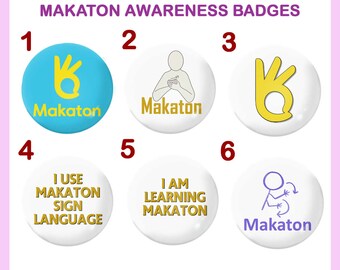 BSL British Sign Language Lip Reading Awareness Badges 25mm 1 inch pin button badges