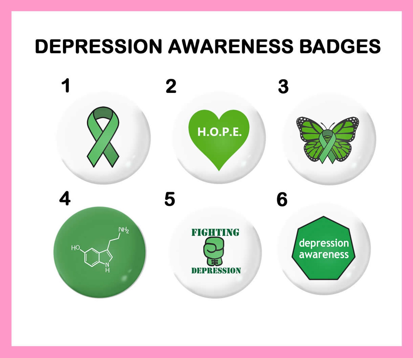 DEPRESSION Awareness Badges 25mm / 1 Inch Pin Button Badges Etsy