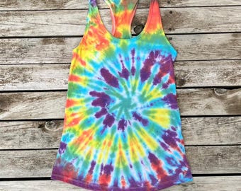 Camiseta sin mangas con efecto tie-dye arcoíris - Tallas para mujer: S, M, L, XL y XX-L