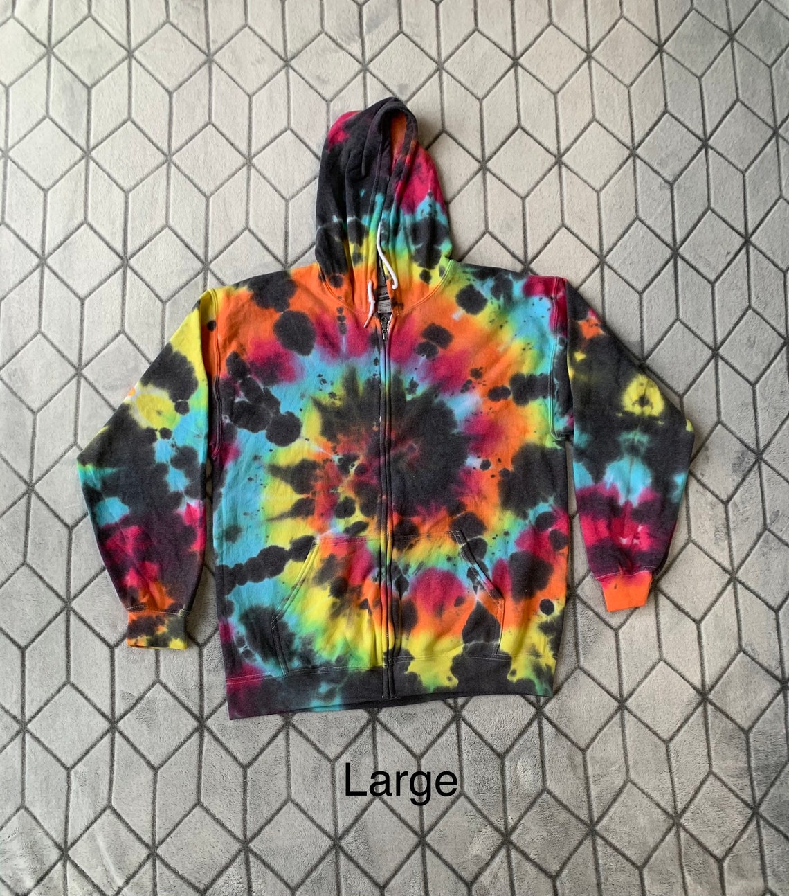 Tie Dye Zipper Hoodie S M L XL Etsy