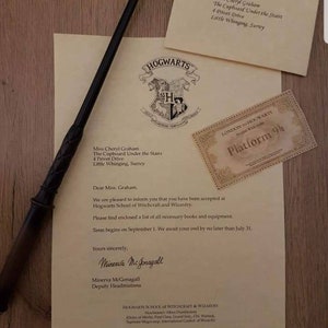 Personalised Acceptance Letter with Ticket and Wax Seal