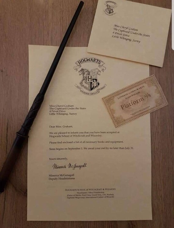 Personalised Hogwarts Acceptance Letter. Harry Potter Wax Seal