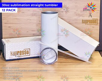 12PK_Blank STRAIGHT 30oz Kupresso SUBLIMATION Tumbler (Non-Tapered)